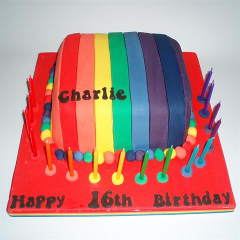 Rainbow stripe cake