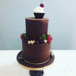 Ganache cake with glittered fruit