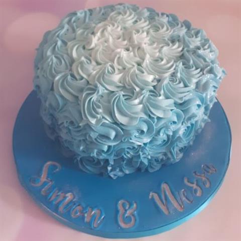 One - tier Ombre Buttercream Rosette Cake