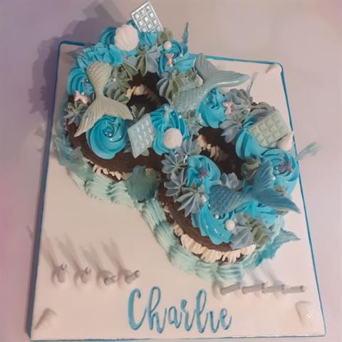 Mermaid themed Number Cake