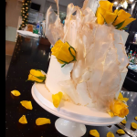 Yellow rose wedding cake